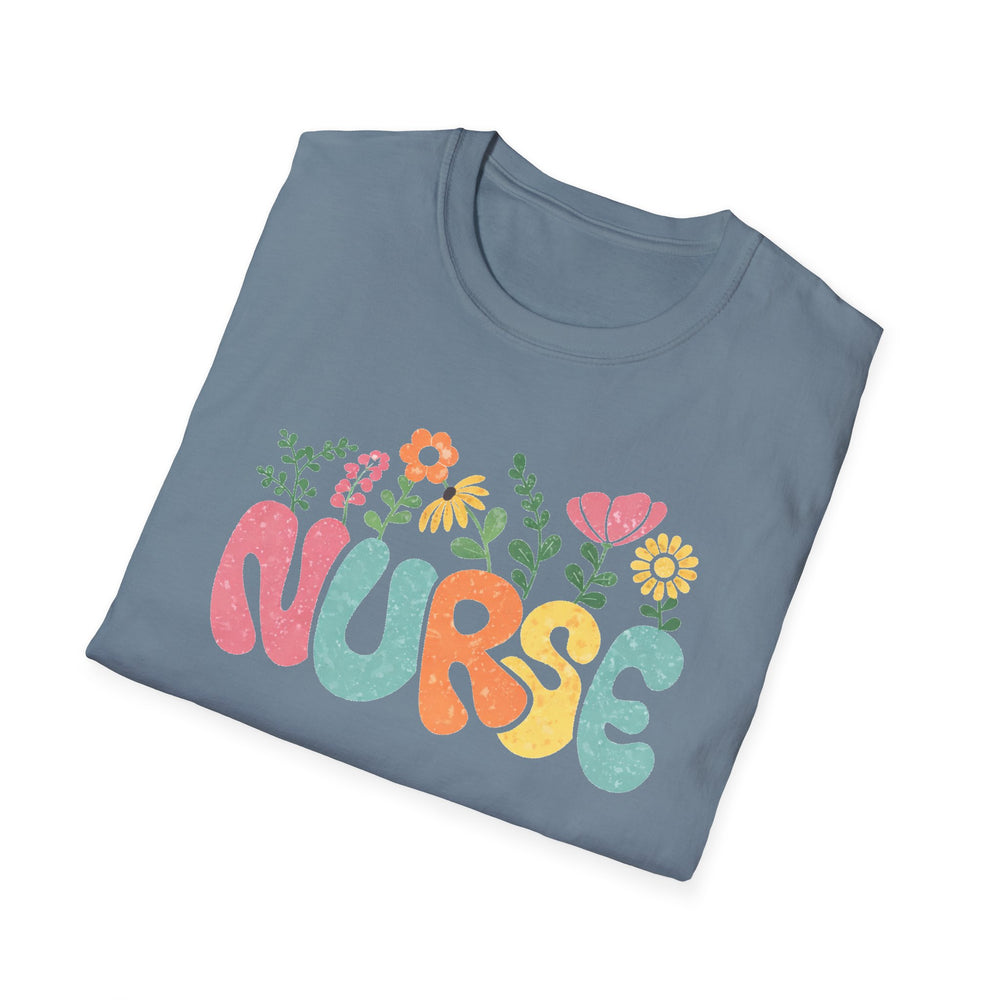 nurse floral graphic t-shirt cute nursing gift tee