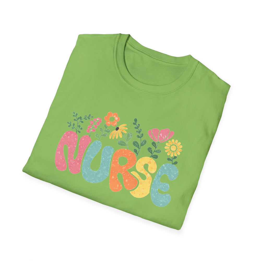 nurse floral graphic t-shirt cute nursing gift tee
