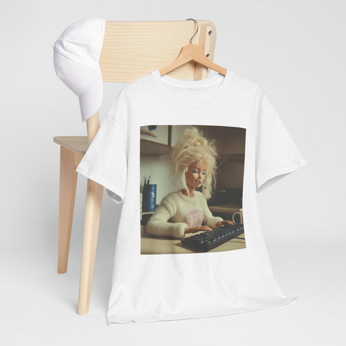 Retro Computer Girl T-Shirt in White