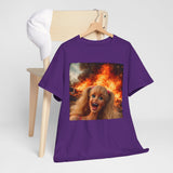 Vintage Doll Face with Fiery Explosion Meme T‑Shirt