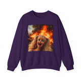 Burning Doll Face Meme Sweatshirt — Unhinged Sarcasm Crewneck