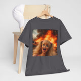 Vintage Doll Face with Fiery Explosion Meme T‑Shirt