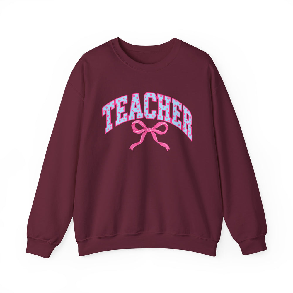 Booked and Busy teacher sweatshirt with bow-tied book stack - view 5