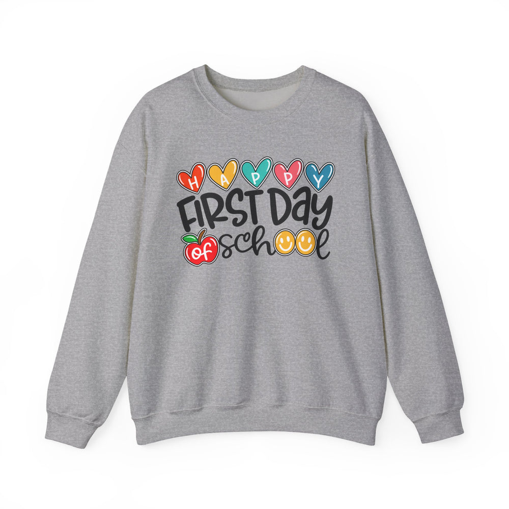 First day of school teacher sweatshirt with hearts, apple and smiley faces - view 4