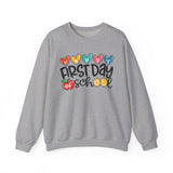First day of school teacher sweatshirt with hearts, apple and smiley faces - view 4