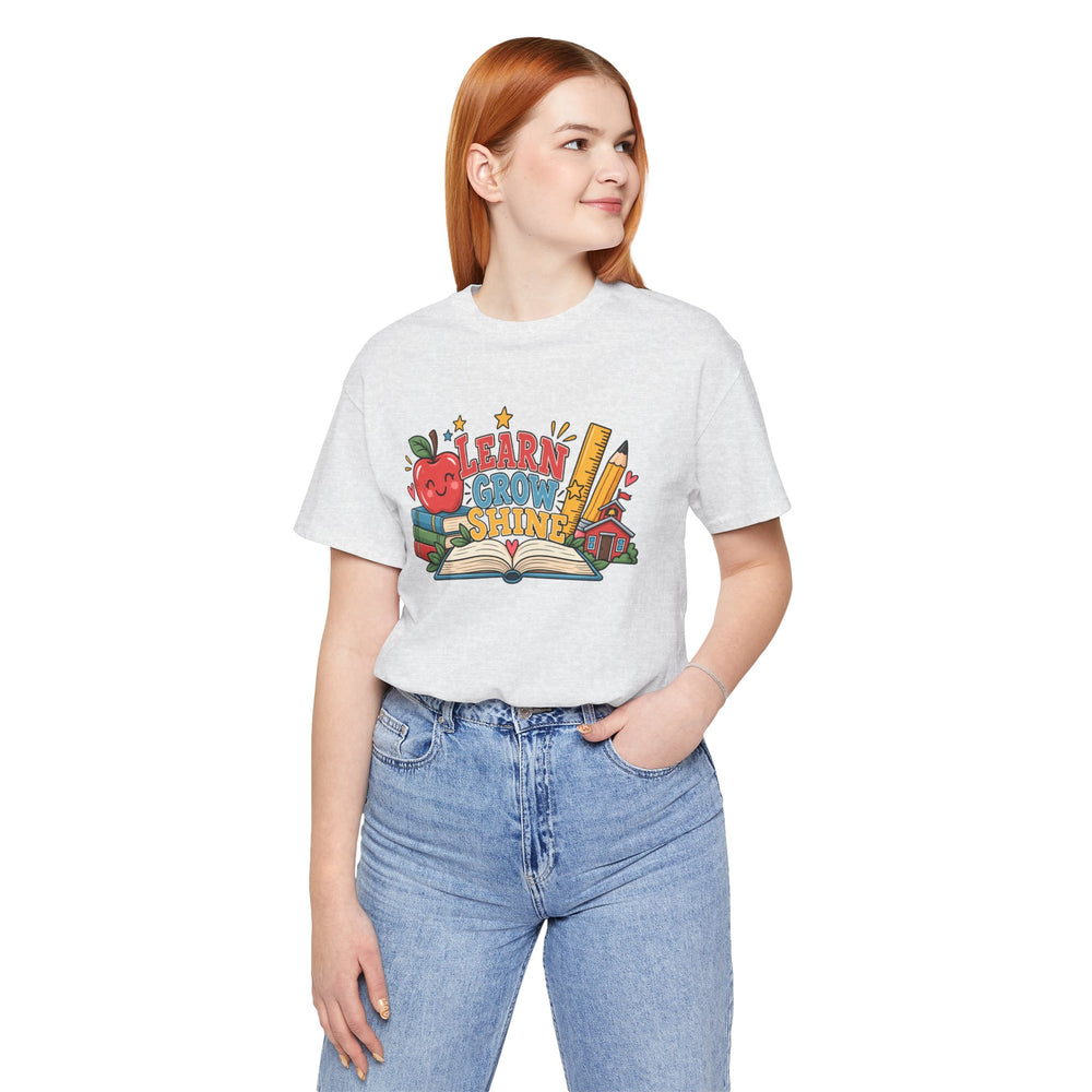 Learn Grow Shine teacher shirt graphic tee – image 4