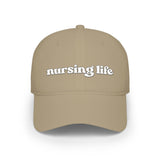 Nursing Life Cap — Embroidered Red Low-Profile Baseball Hat for Nurses