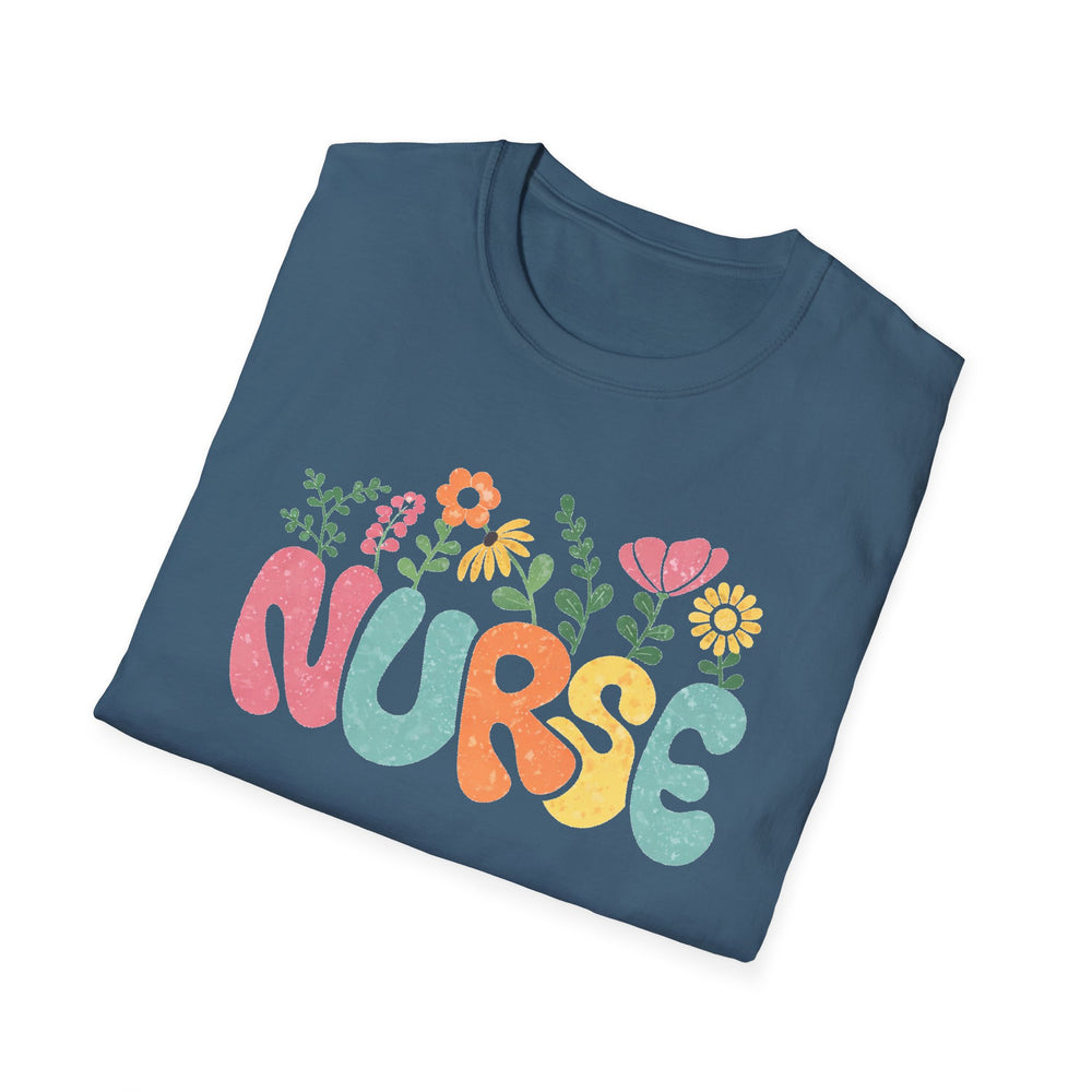 nurse floral graphic t-shirt cute nursing gift tee