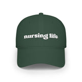 Nursing Life Cap — Embroidered Red Low-Profile Baseball Hat for Nurses