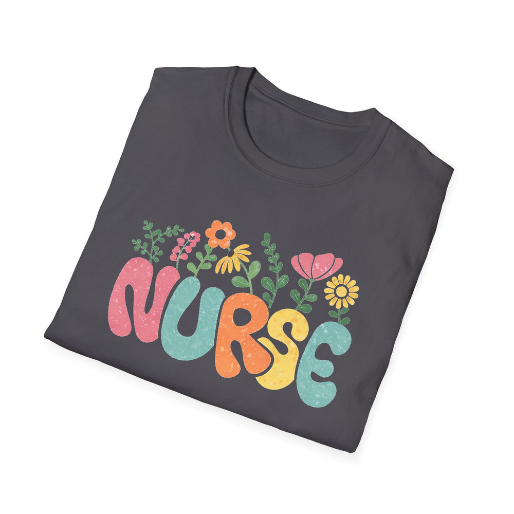 nurse floral graphic t-shirt cute nursing gift tee