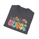 nurse floral graphic t-shirt cute nursing gift tee