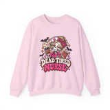 Skeleton Nurse Sweatshirt — Dead Tired Nurse Funny Halloween Crewneck
