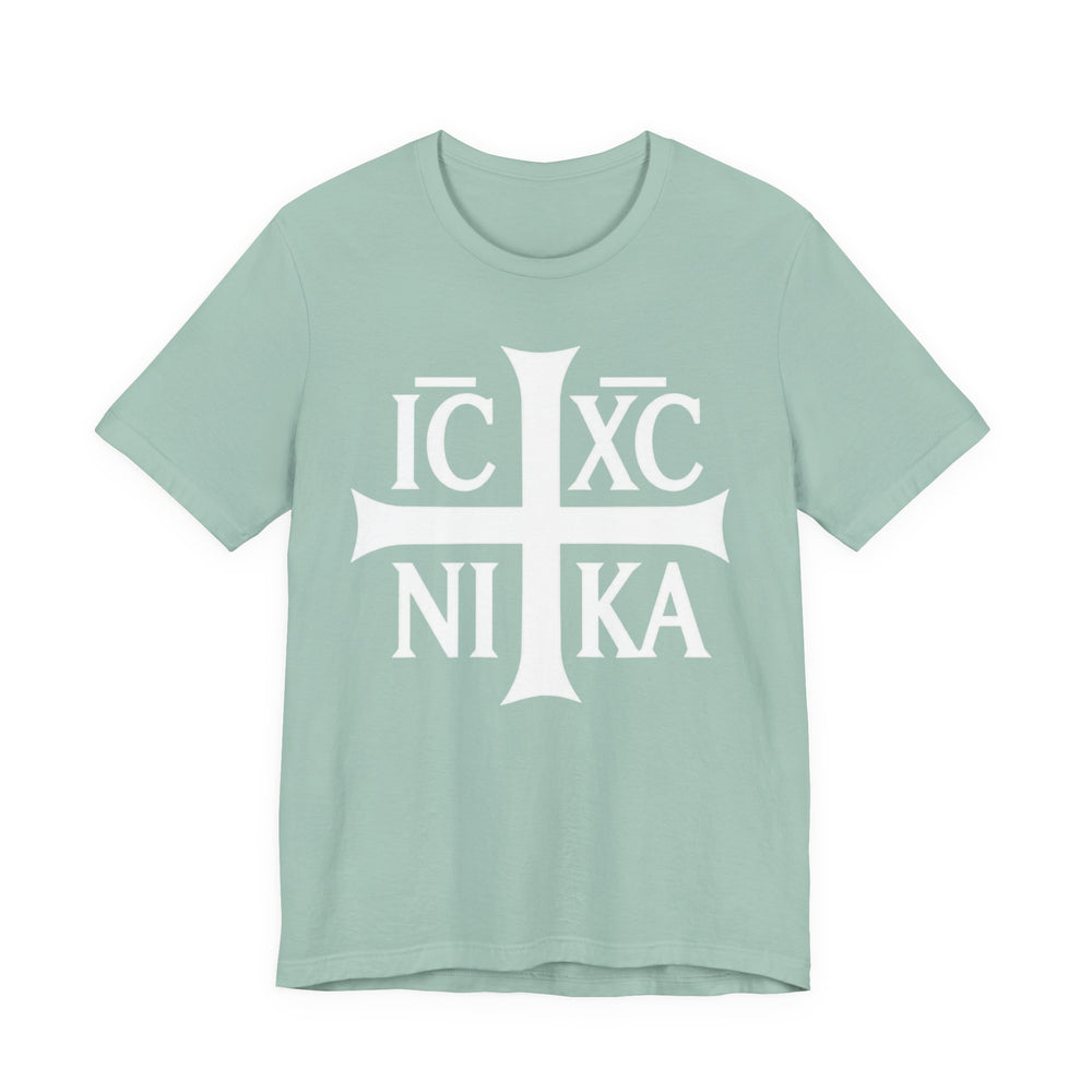 IC XC NIKA Orthodox cross shirt in Dusty Blue by Peckwear