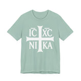 IC XC NIKA Orthodox cross shirt in Dusty Blue by Peckwear