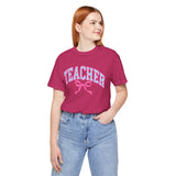 Pink bow teacher shirt graphic tee – image 8