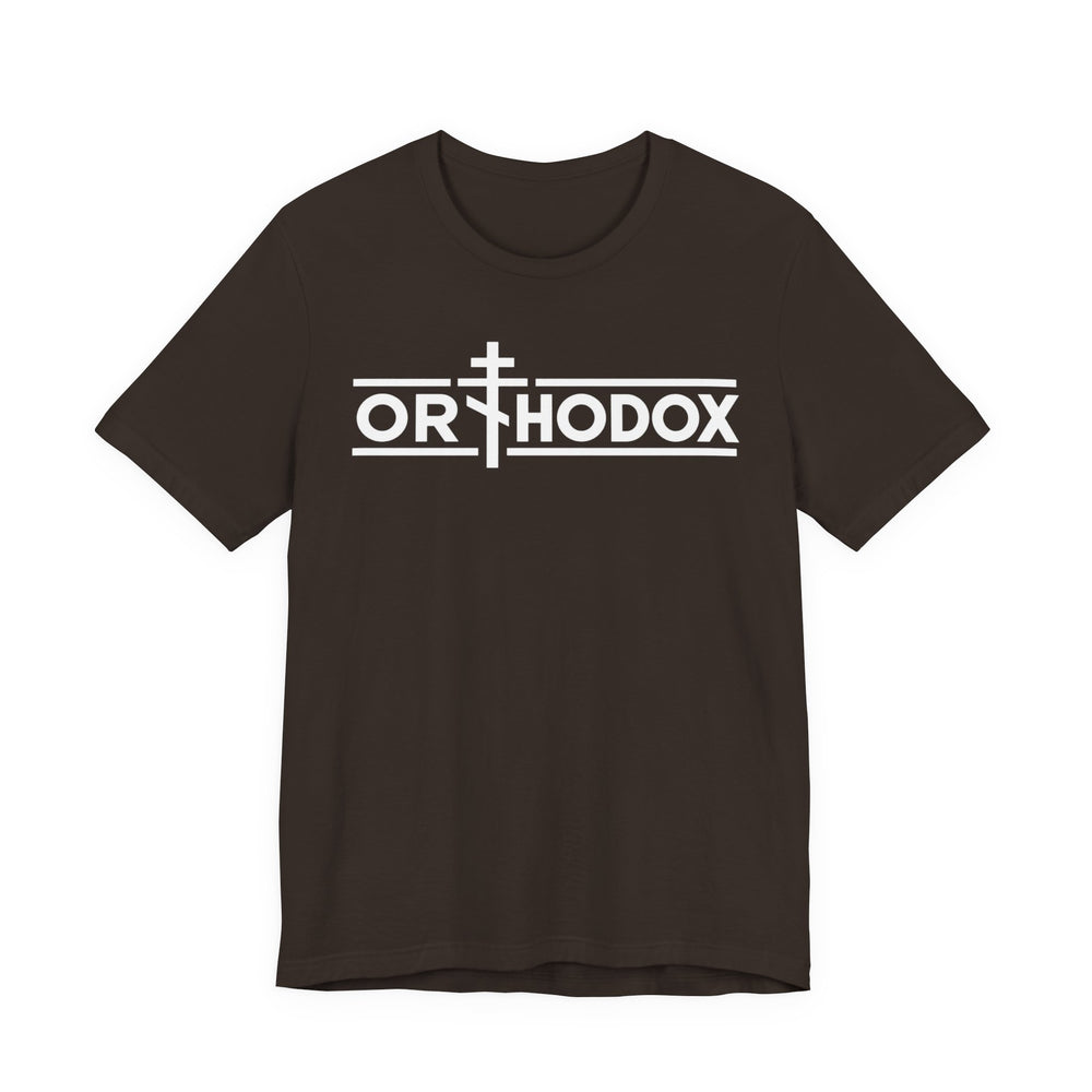 Orthodox Christian cross t-shirt in Brown by Peckwear