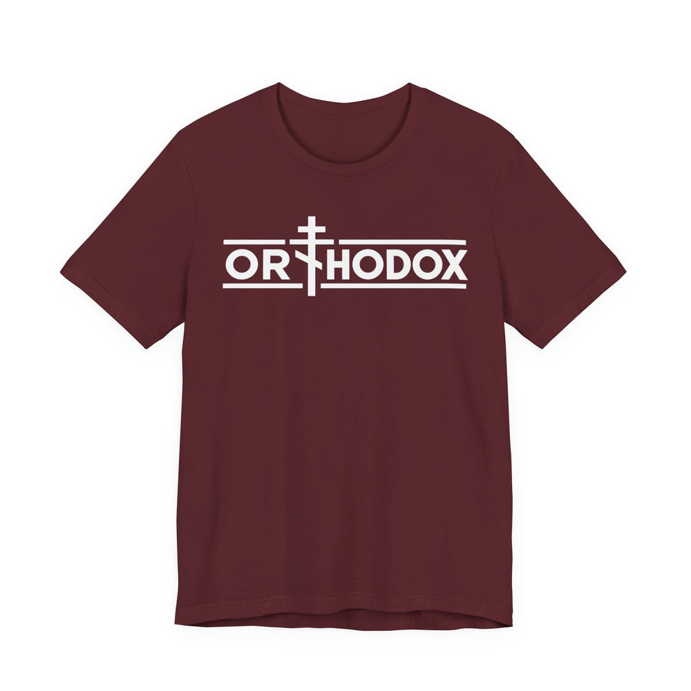 Orthodox Christian cross t-shirt in Maroon by Peckwear