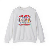 You Can Do Hard Things sweatshirt for teachers with notebook and pencil graphic - view 2