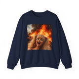 Burning Doll Face Meme Sweatshirt — Unhinged Sarcasm Crewneck