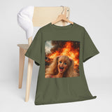 Vintage Doll Face with Fiery Explosion Meme T‑Shirt