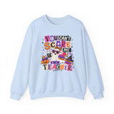 Halloween teacher sweatshirt with You Can't Scare Me I'm a Teacher graphic - view 5