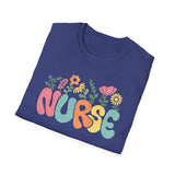 nurse floral graphic t-shirt cute nursing gift tee
