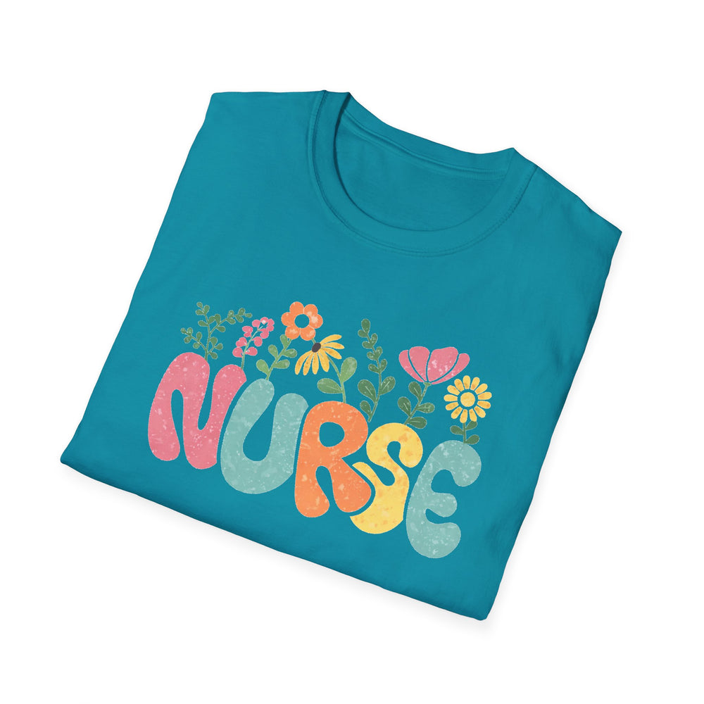 nurse floral graphic t-shirt cute nursing gift tee