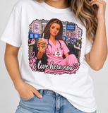 Nurse Coffee & Chaos T-Shirt – I Live Here Now Graphic Tee