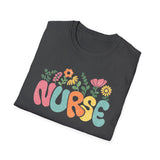 nurse floral graphic t-shirt cute nursing gift tee