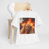 Vintage Doll Face with Fiery Explosion Meme T‑Shirt