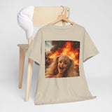 Vintage Doll Face with Fiery Explosion Meme T‑Shirt