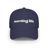 Nursing Life Cap — Embroidered Red Low-Profile Baseball Hat for Nurses