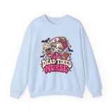 Skeleton Nurse Sweatshirt — Dead Tired Nurse Funny Halloween Crewneck