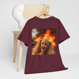 Vintage Doll Face with Fiery Explosion Meme T‑Shirt