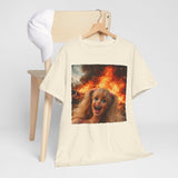 Vintage Doll Face with Fiery Explosion Meme T‑Shirt