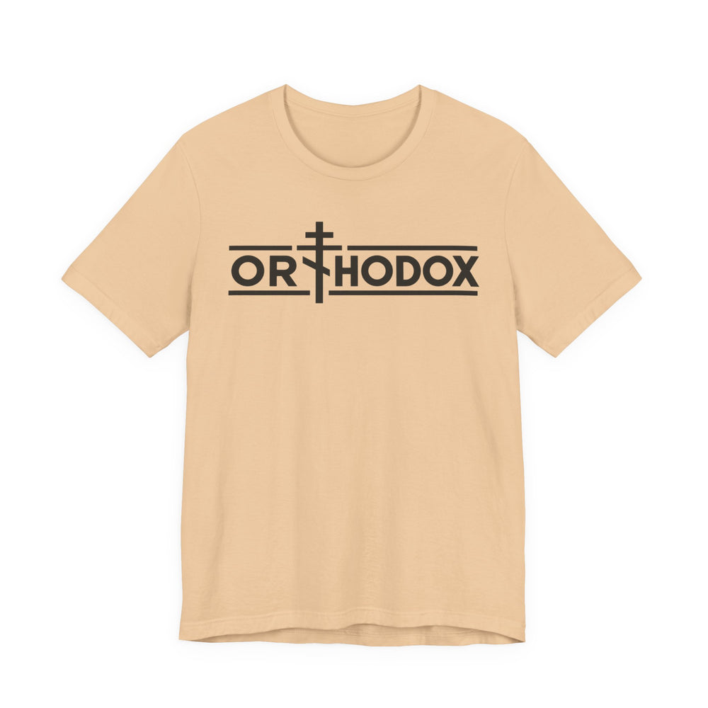 Orthodox Christian cross t-shirt in Sand Dune by Peckwear