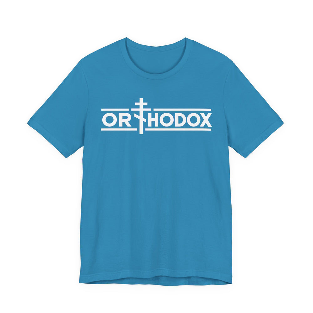 Orthodox Christian cross t-shirt in Aqua by Peckwear