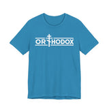 Orthodox Christian cross t-shirt in Aqua by Peckwear