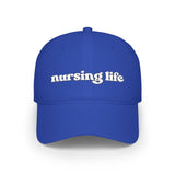 Nursing Life Cap — Embroidered Red Low-Profile Baseball Hat for Nurses