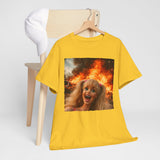 Vintage Doll Face with Fiery Explosion Meme T‑Shirt