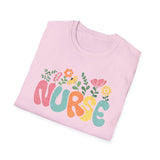 nurse floral graphic t-shirt cute nursing gift tee