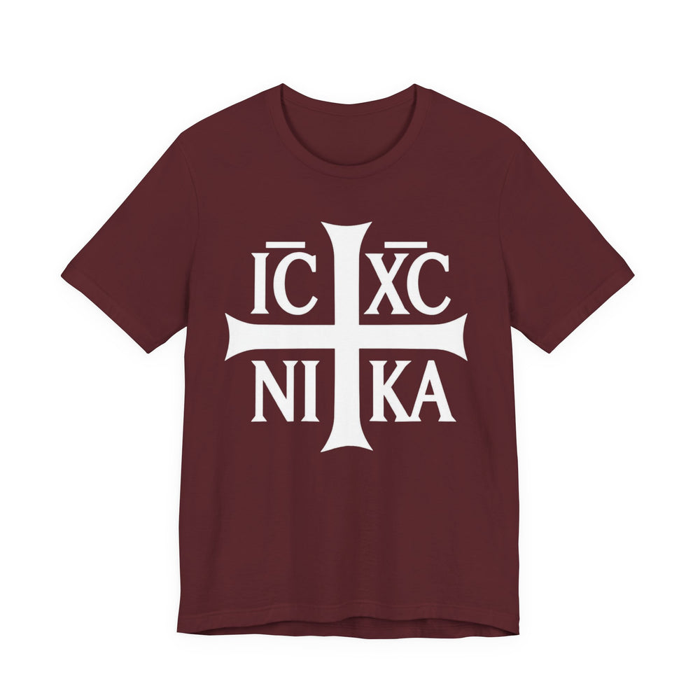 IC XC NIKA Orthodox cross shirt in Maroon by Peckwear