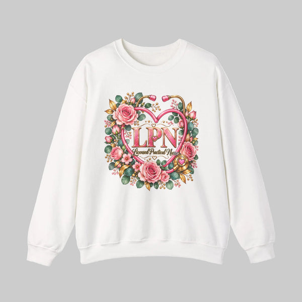 LPN Sweatshirt — Licensed Practical Nurse Floral Heart Crewneck