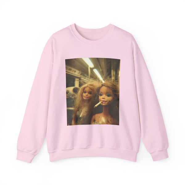 Retro Subway Doll Sweatshirt in Light Pink