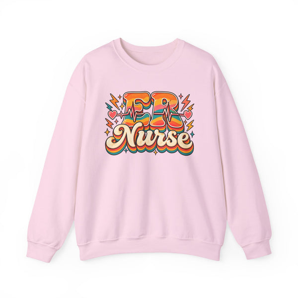 ER Nurse Sweatshirt — Retro Groovy Emergency Nurse Crewneck