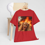 Vintage Doll Face with Fiery Explosion Meme T‑Shirt