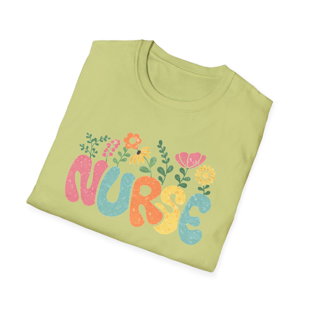 nurse floral graphic t-shirt cute nursing gift tee
