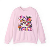 Halloween teacher sweatshirt with You Can't Scare Me I'm a Teacher graphic - view 6