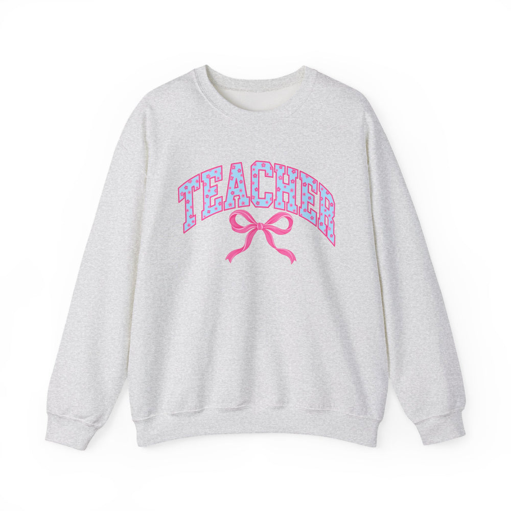 Booked and Busy teacher sweatshirt with bow-tied book stack - view 2