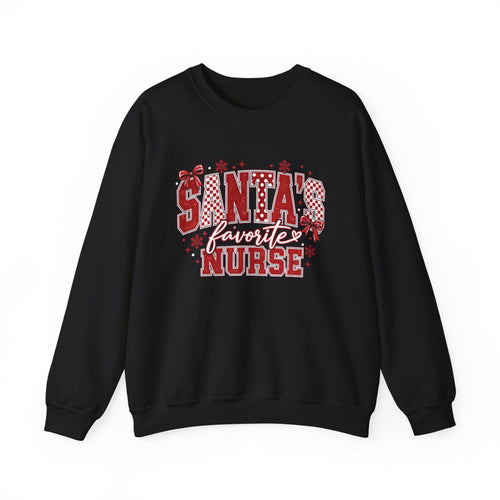 Santa's Favorite Nurse Sweatshirt — Christmas Stethoscope Heart Crewneck